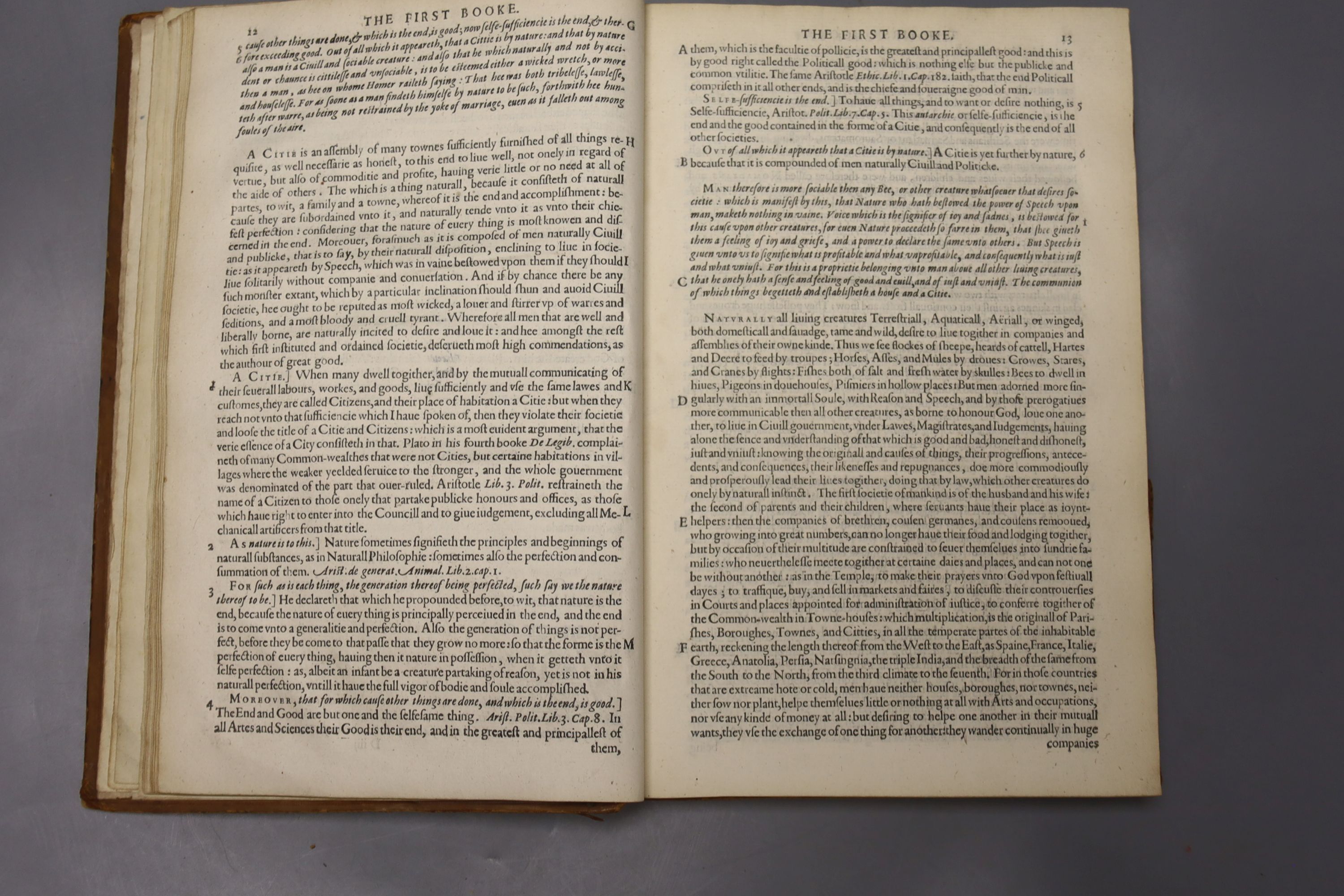 Aristotle – Aristotle’s Politiques, or Discoures of Government, Translated out of Greeke into French, with Expositions taken out of the best authors … Translated out of French into English, engraved title device, head, t